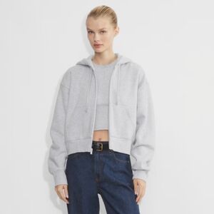 TNA | Terry Fleece Boxy Boyfriend Zip Hoodie | Chrome (Gray) | Size XL